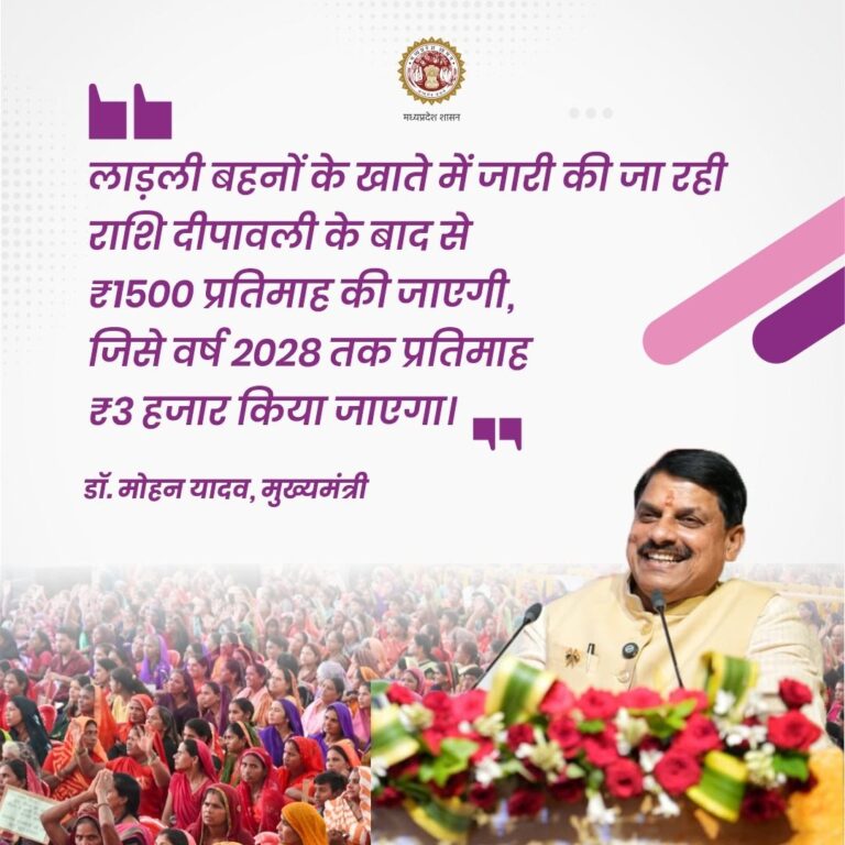 मुख्यमंत्री डॉ. मोहन यादव ने लाड़ली बहनों की सहायता राशि बढ़ाने की घोषणा की